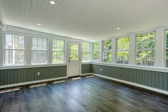 216 Davis St, Northborough, MA 01532 - unfurnished sunroom featuring wood finished floors, healthy amount of natural light, recessed lighting, and wood ceiling