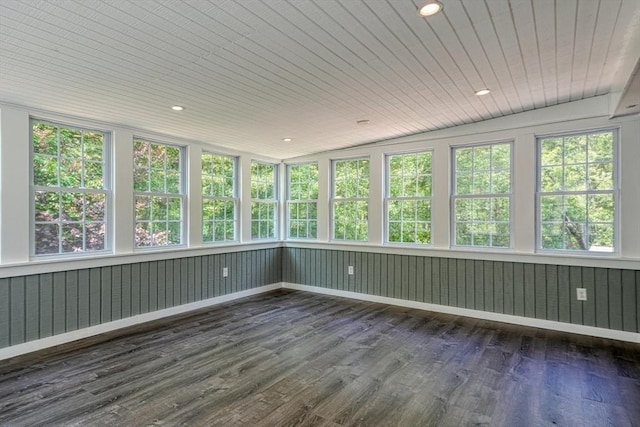 216 Davis St, Northborough, MA 01532 - unfurnished sunroom with wood finished floors, wooden ceiling, and recessed lighting