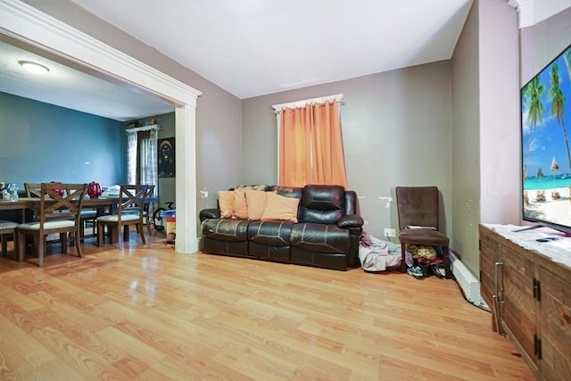 living area with wood finished floors