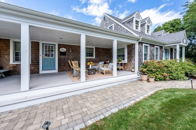 exterior space featuring covered porch