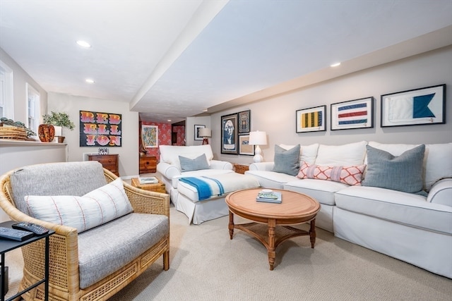 living room featuring carpet floors