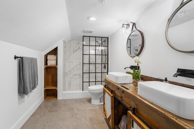 166 Littleton Unit 3, Harvard, MA 01451 - full bath featuring vaulted ceiling, double vanity, and a tile shower