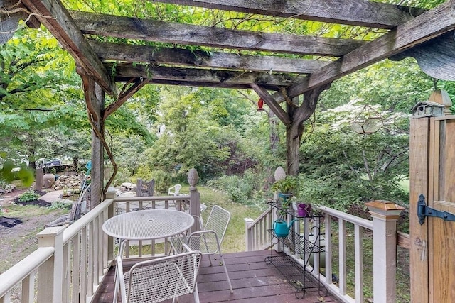 239 Arlington St, Acton, MA 01720 - wooden terrace featuring a pergola and outdoor dining space