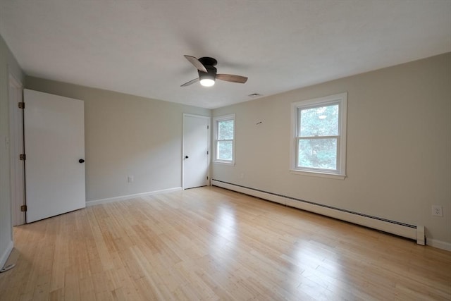 5 Betsy Ln Unit 5, Chelmsford, MA 01824 - empty room with a baseboard heating unit, light wood-style flooring, and ceiling fan