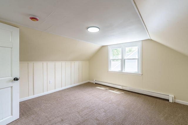 76 Wolcott Ave, West Springfield, MA 01089 - bonus room with a baseboard heating unit, carpet floors, and vaulted ceiling