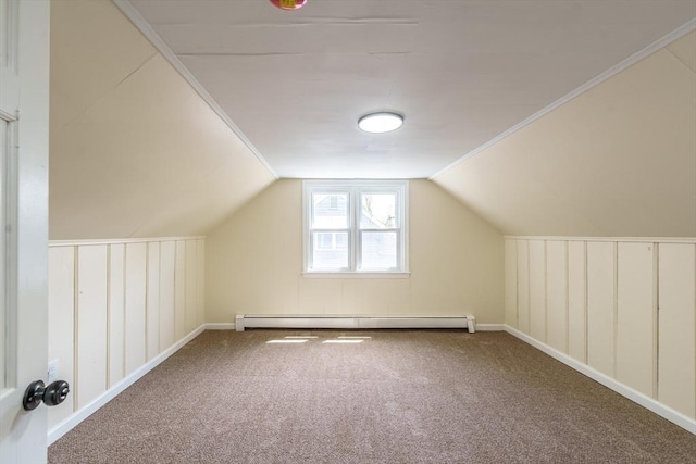 76 Wolcott Ave, West Springfield, MA 01089 - bonus room with baseboard heating, carpet, vaulted ceiling, and a decorative wall
