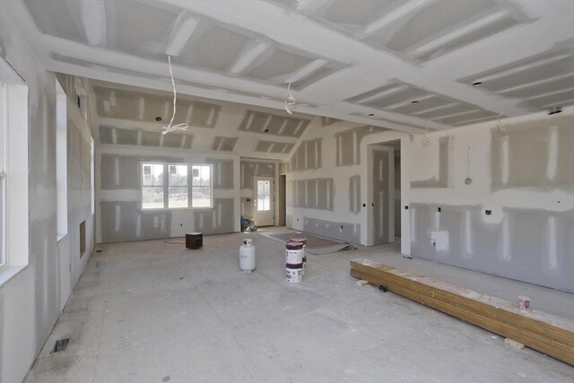 interior space featuring visible vents and a garage