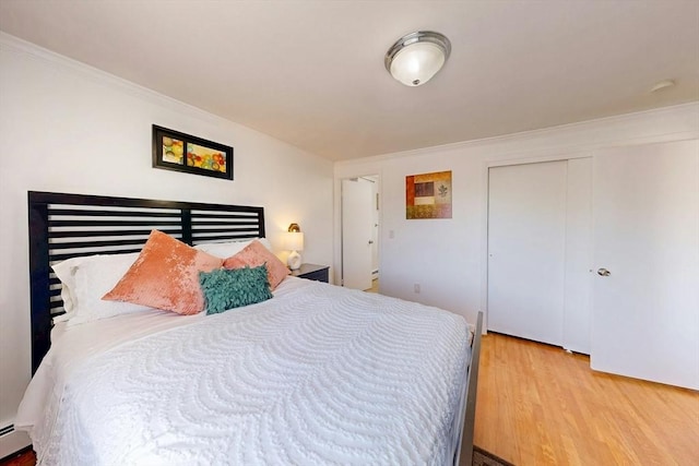 95 Maple St Unit 21, Malden, MA 02148 - bedroom featuring ornamental molding, a closet, and wood finished floors