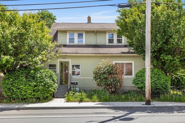 466 Lincoln St, Marlborough, MA 01752 - townhome / multi-family property with stucco siding, roof with shingles, and a chimney