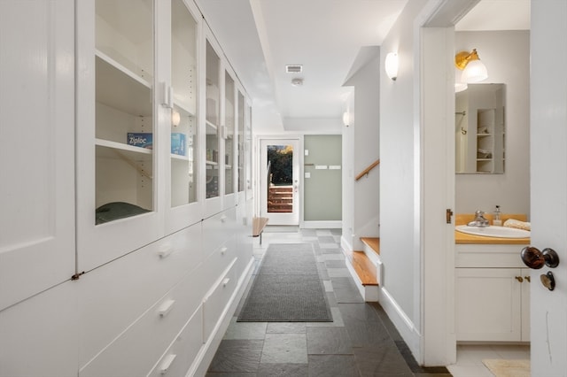 hallway with sink