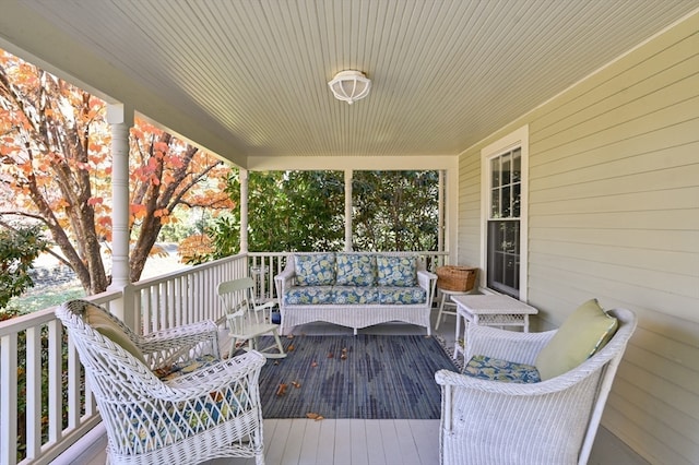 deck featuring an outdoor living space