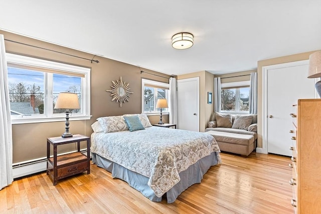 bedroom featuring light wood-type flooring