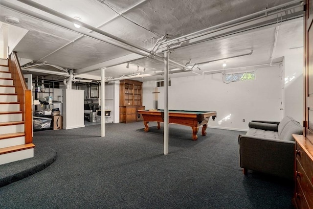 recreation room featuring carpet floors and pool table