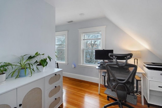 20 Beechwood Ave Unit B, Watertown, MA 02472 - office area featuring light wood finished floors, lofted ceiling, and baseboards
