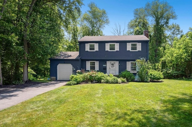 30 Eastview Rd, Hopkinton, MA 01748 - colonial house with a chimney, an attached garage, a front yard, and driveway