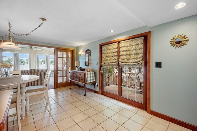 45 Point Pleasant Rd, Webster, MA 01570 - dining room featuring a ceiling fan, light tile patterned floors, and recessed lighting