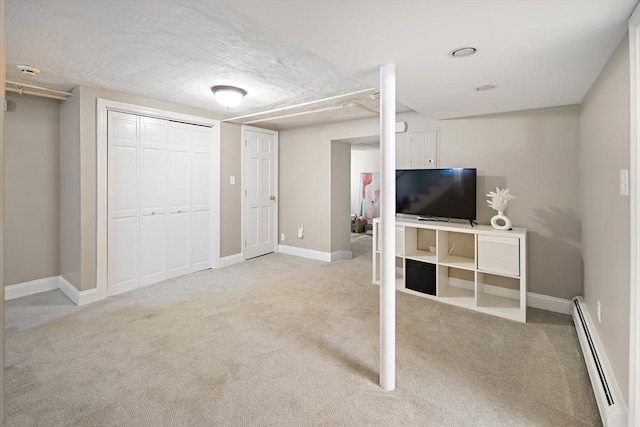 28 Ridge St, Arlington, MA 02474 - finished below grade area with baseboard heating and carpet floors