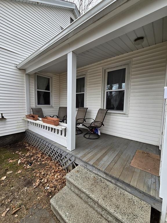 wooden deck with covered porch