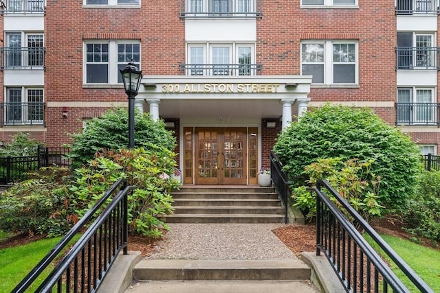 300 Allston Unit 205, Boston, MA 02135 - doorway to property with french doors and brick siding