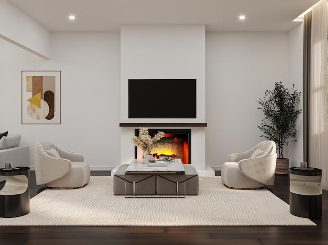 living room with hardwood / wood-style floors