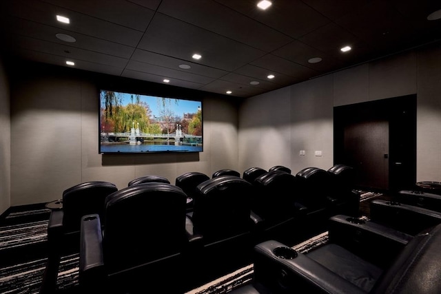 home theater room with a drop ceiling