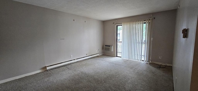 800 Bearses Way Unit 5Nb, Barnstable, MA 02601 - carpeted empty room with a baseboard heating unit, an AC wall unit, and a textured ceiling