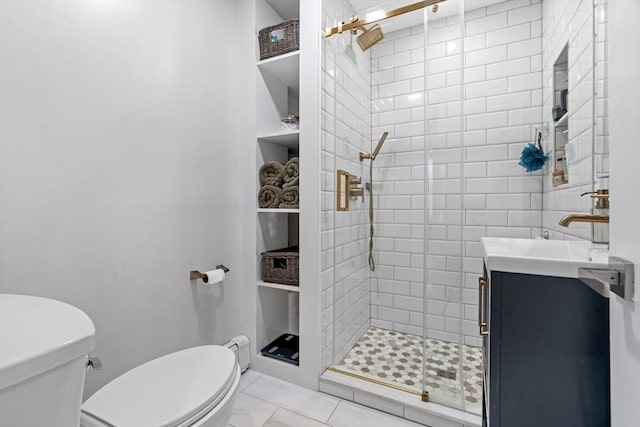 81 E Brookline St Unit 3, Boston, MA 02118 - full bathroom featuring toilet, a shower stall, baseboard heating, and vanity