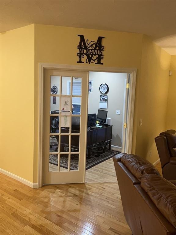 doorway featuring hardwood / wood-style floors