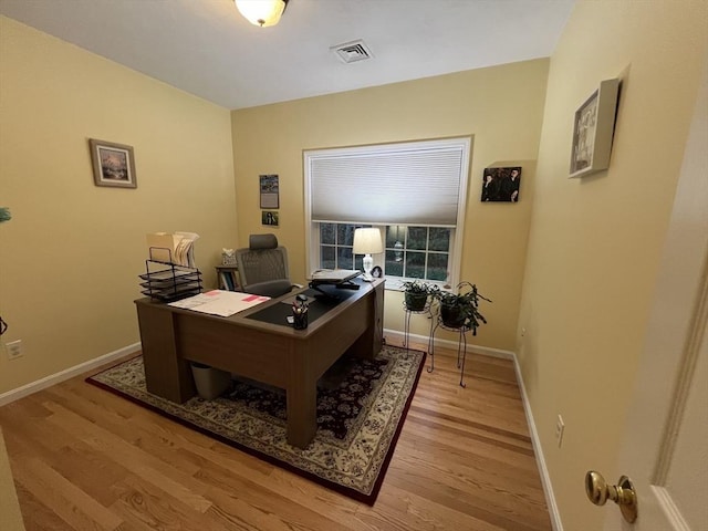 office space featuring light hardwood / wood-style flooring