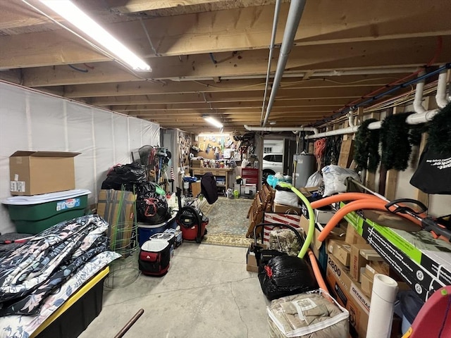 basement featuring water heater