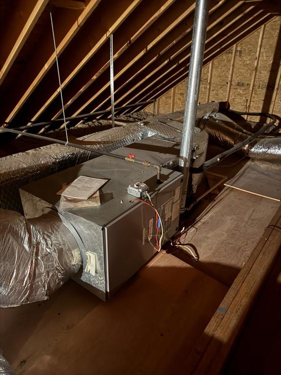 view of unfinished attic