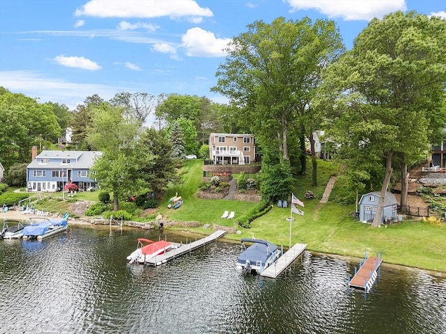4 Elizabeth Rd, Hudson, MA 01749 - dock area with a water view, a yard, and view of scattered trees