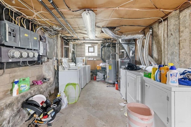 135 Snell, Fall River, MA 02721 - basement with washer and clothes dryer, water heater, and electric panel