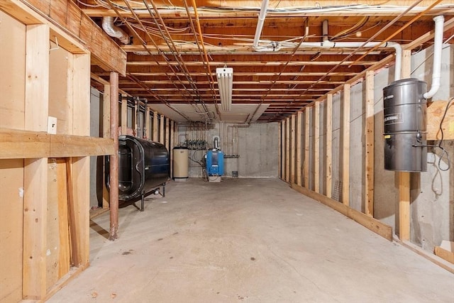 basement with water heater