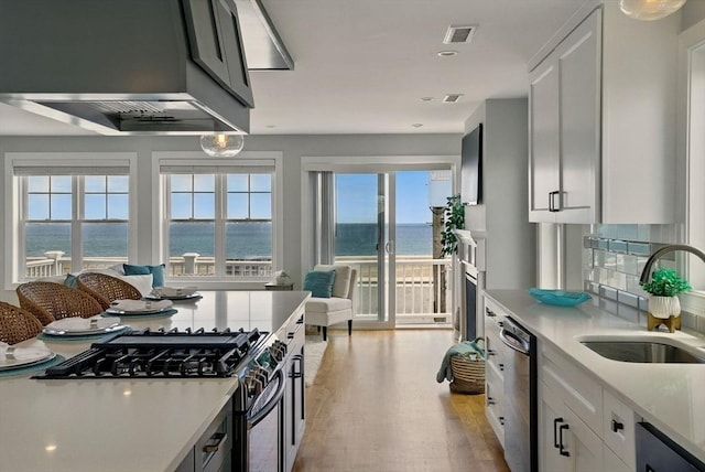1089 Winthrop Ave Unit A, Revere, MA 02151 - kitchen with a sink, stainless steel appliances, light countertops, light wood finished floors, and recessed lighting