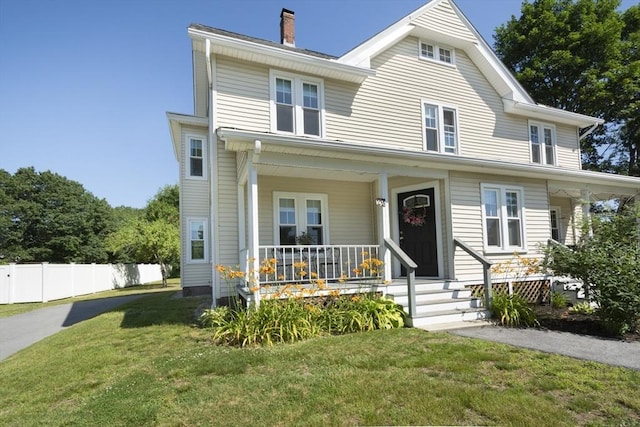 29 Maple St Unit 2, Uxbridge, MA 01569 - view of front of house with covered porch and a chimney