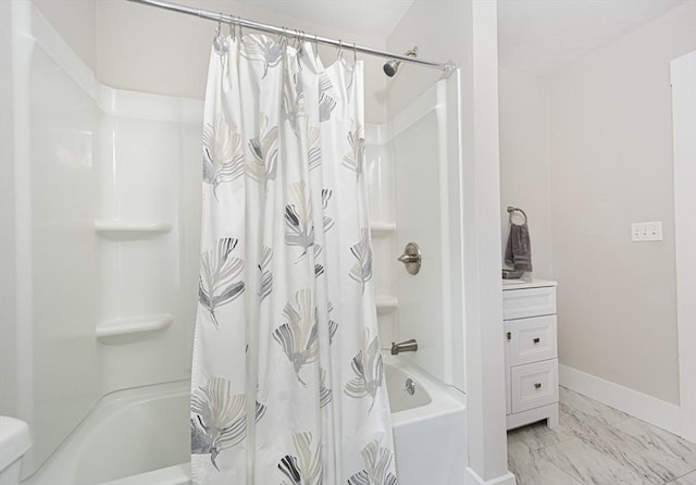 29 Maple St Unit 2, Uxbridge, MA 01569 - full bathroom with shower / bathtub combination with curtain and marble look tile flooring