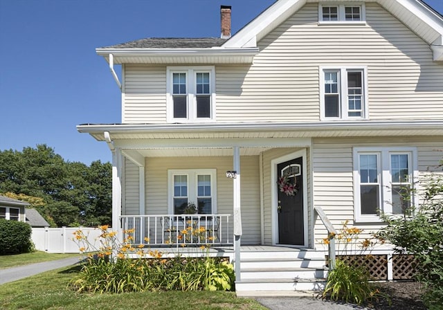 29 Maple St Unit 2, Uxbridge, MA 01569 - view of front of property with a porch and a chimney