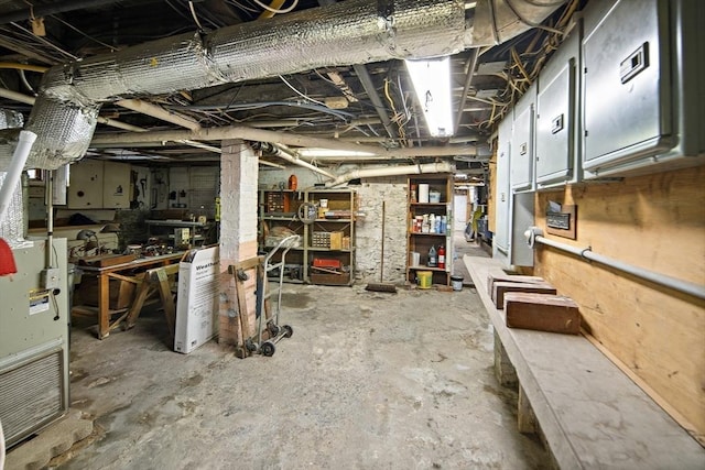 38 Spring St, Somerville, MA 02143 - unfinished below grade area with a workshop area