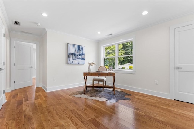 14 Corcoran Rd, Burlington, MA 01803 - office with ornamental molding, recessed lighting, and light wood finished floors