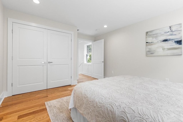 14 Corcoran Rd, Burlington, MA 01803 - bedroom featuring light wood finished floors, recessed lighting, and a closet