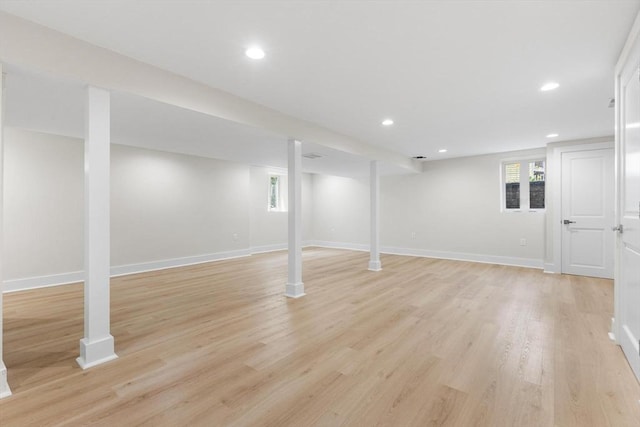 14 Corcoran Rd, Burlington, MA 01803 - basement with light wood-style floors, recessed lighting, and plenty of natural light