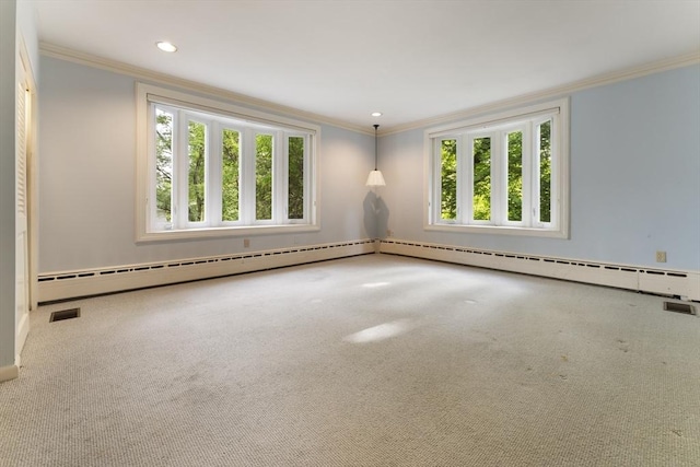 9 Dennison Rd, Worcester, MA 01609 - carpeted empty room with healthy amount of natural light, crown molding, recessed lighting, and baseboards