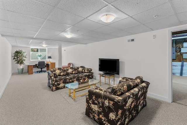 22 Grey Hawk Dr Unit 22, Mashpee, MA 02649 - carpeted living room with visible vents, baseboards, and a drop ceiling