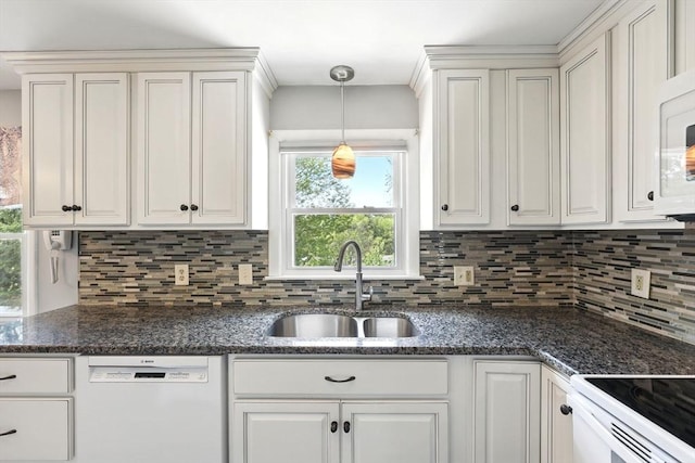 25 Saybrook Cir, South Hadley, MA 01075 - kitchen featuring white dishwasher, a sink, decorative backsplash, and white cabinetry
