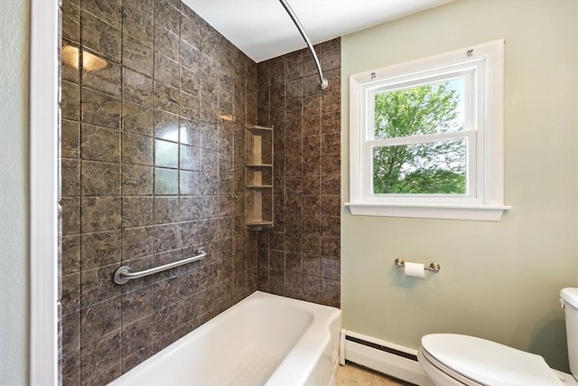 25 Saybrook Cir, South Hadley, MA 01075 - full bathroom with baseboard heating, toilet, washtub / shower combination, and baseboards