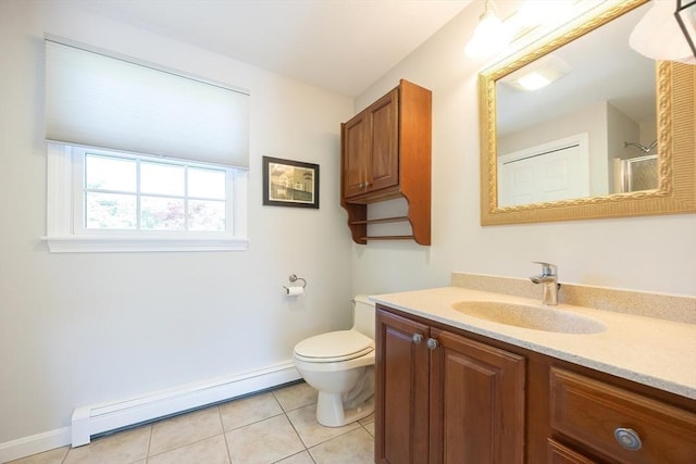 67 Jacap Dr, North Attleboro, MA 02760 - full bath with a baseboard radiator, vanity, toilet, tile patterned flooring, and baseboards