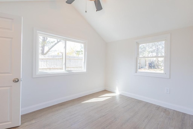 9 Bells Neck Rd Unit 4, Harwich, MA 02671 - unfurnished room featuring plenty of natural light, light wood-style flooring, a ceiling fan, and lofted ceiling