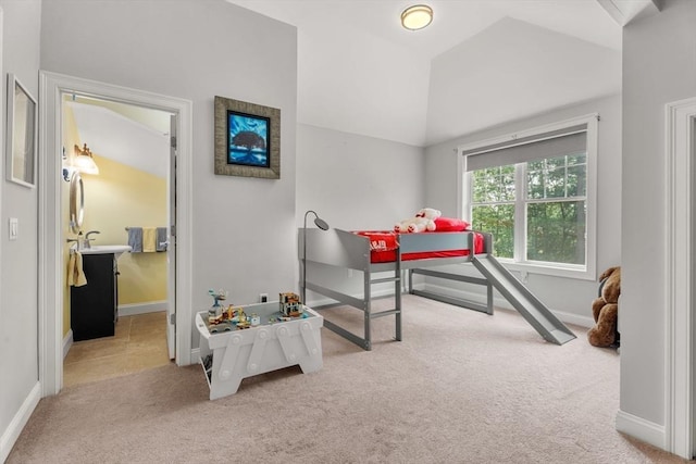 31 Cedar St, North Reading, MA 01864 - bedroom with carpet flooring and vaulted ceiling