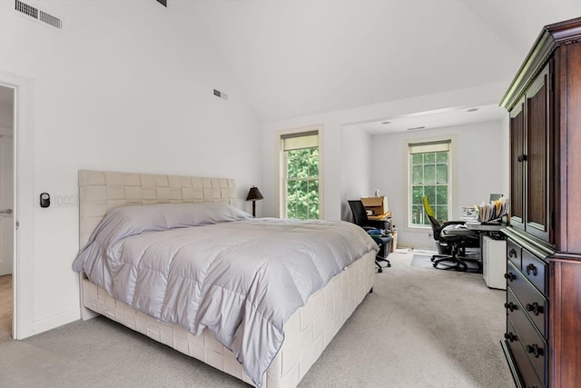 31 Cedar St, North Reading, MA 01864 - bedroom featuring light carpet, lofted ceiling, and a desk